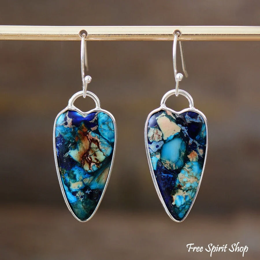 Blue Jasper Heart Earrings - Image 4