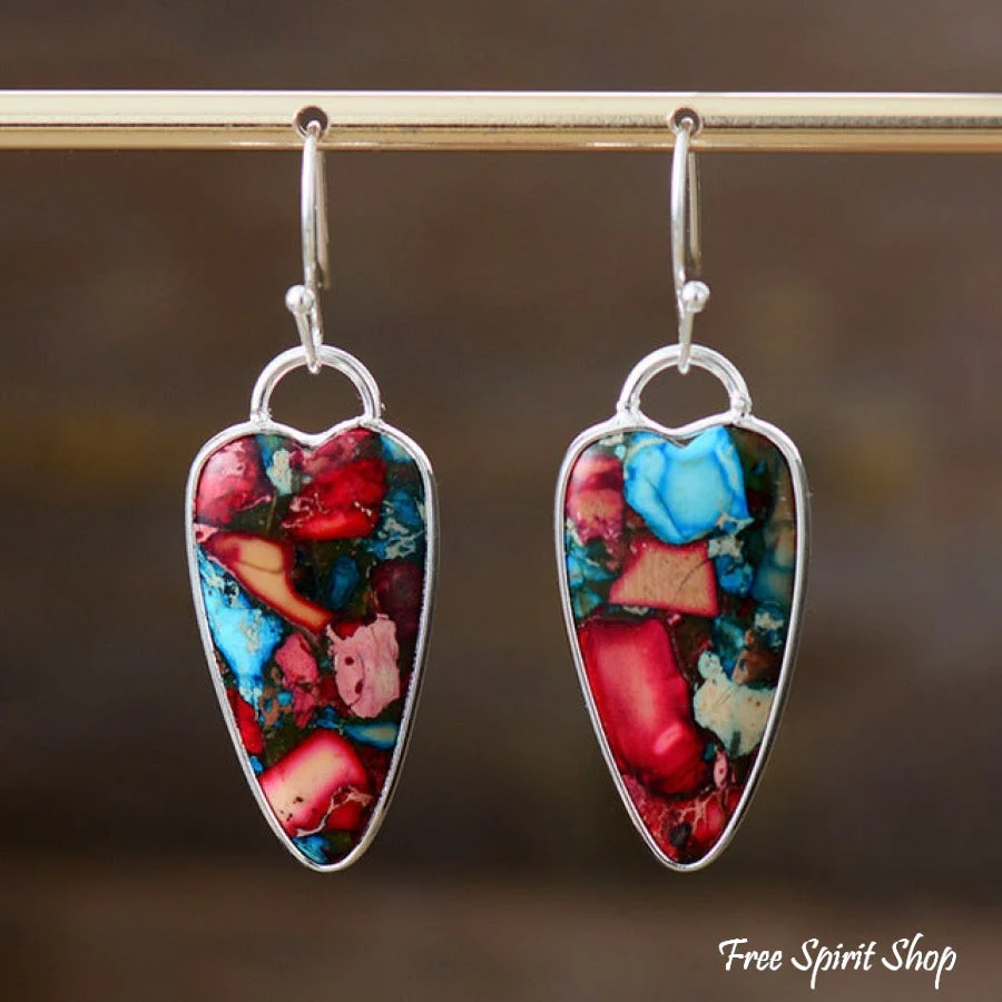 Blue Jasper Heart Earrings - Image 5