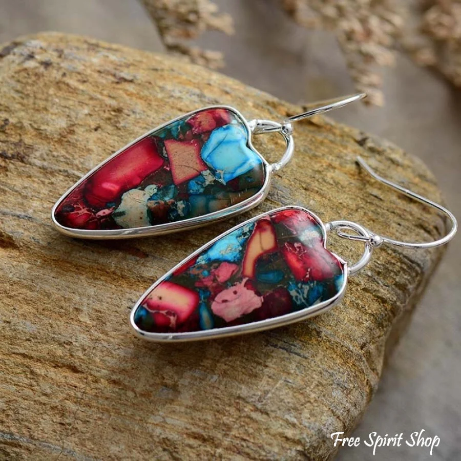 Blue Jasper Heart Earrings - Image 6