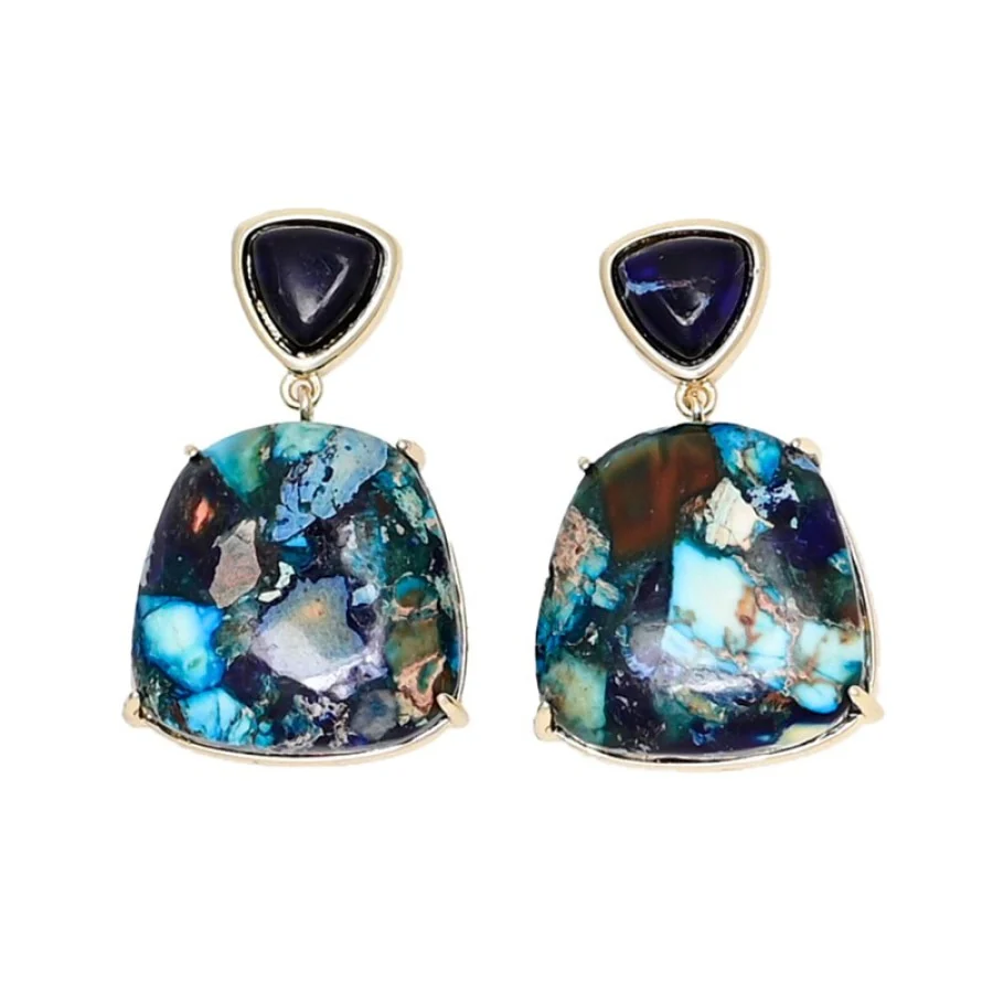 Blue Jasper Mosaic Drop Earrings - Image 3