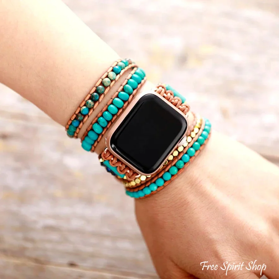 Blue Jasper & Turquoise Apple Watch Band - Image 2