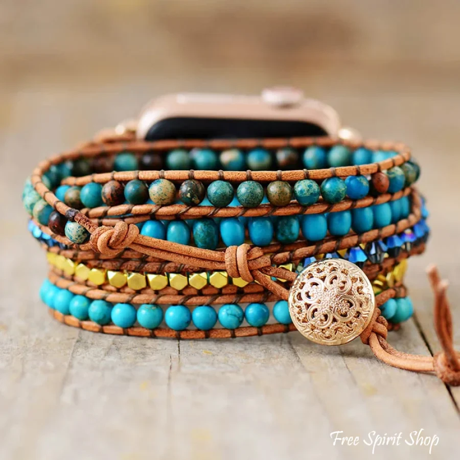 Blue Jasper & Turquoise Apple Watch Band - Image 3
