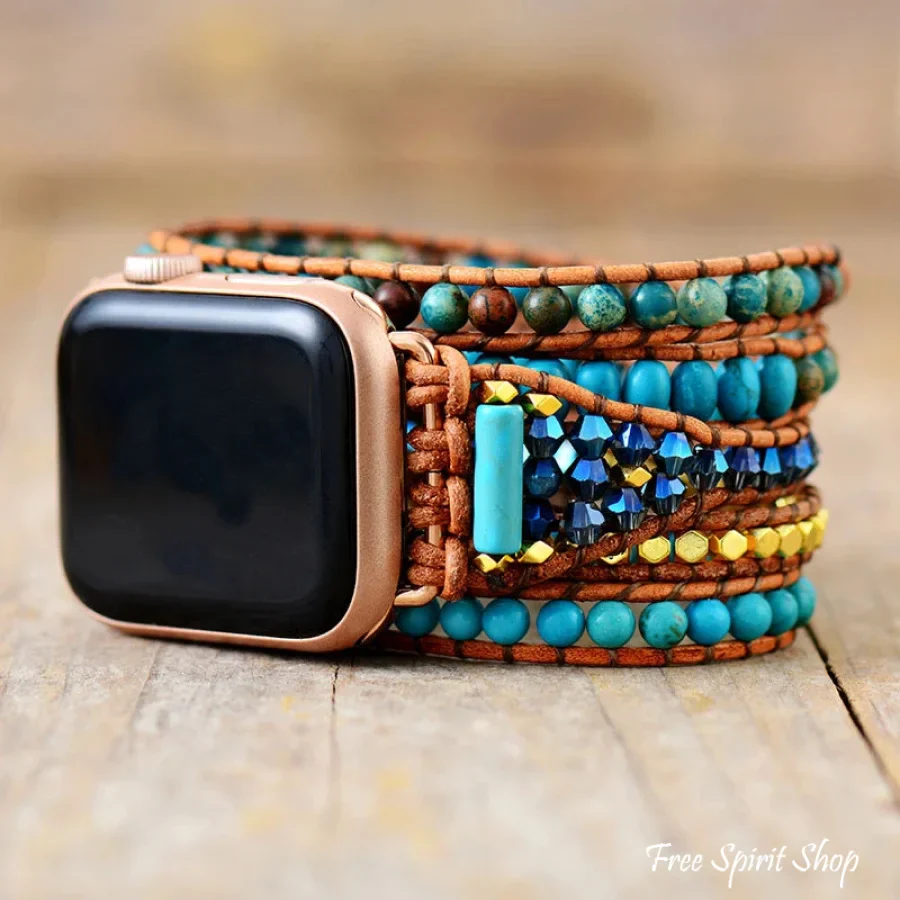 Blue Jasper & Turquoise Apple Watch Band - Image 4