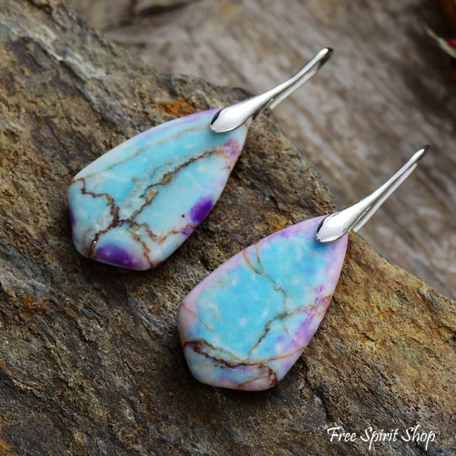 Blue & Purple Jasper Drop Earrings - Image 2