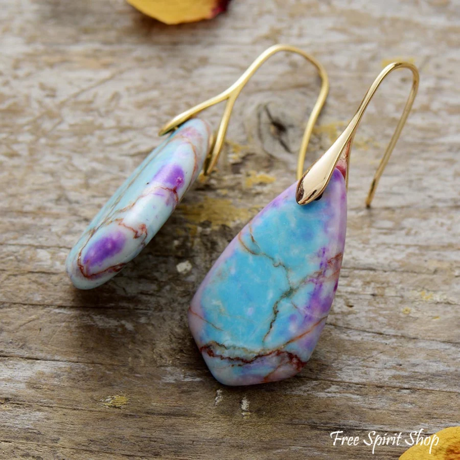 Blue & Purple Jasper Drop Earrings - Image 6