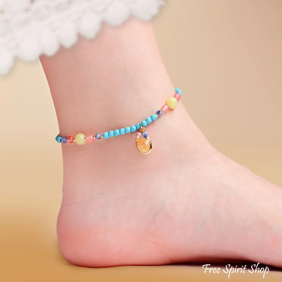 Bohemian Turquoise Beaded Anklet - Image 3