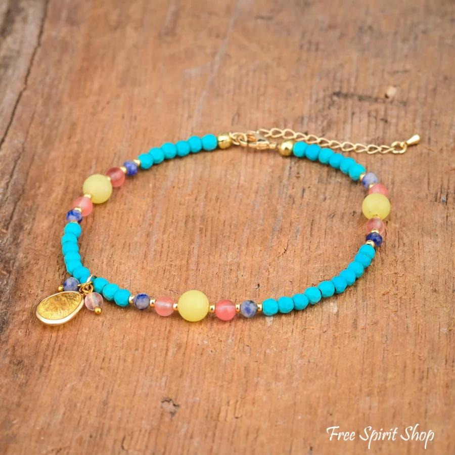 Bohemian Turquoise Beaded Anklet - Image 4