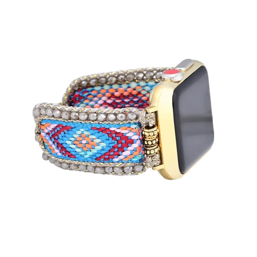 Boho Breeze Beaded Woven Nylon Apple Watch Band - Image 4