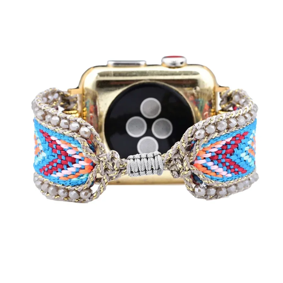 Boho Breeze Beaded Woven Nylon Apple Watch Band - Image 5