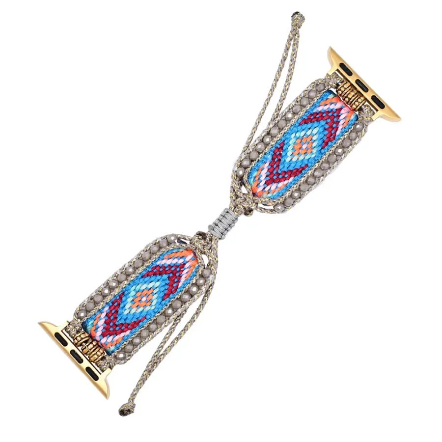 Boho Breeze Beaded Woven Nylon Apple Watch Band - Image 6