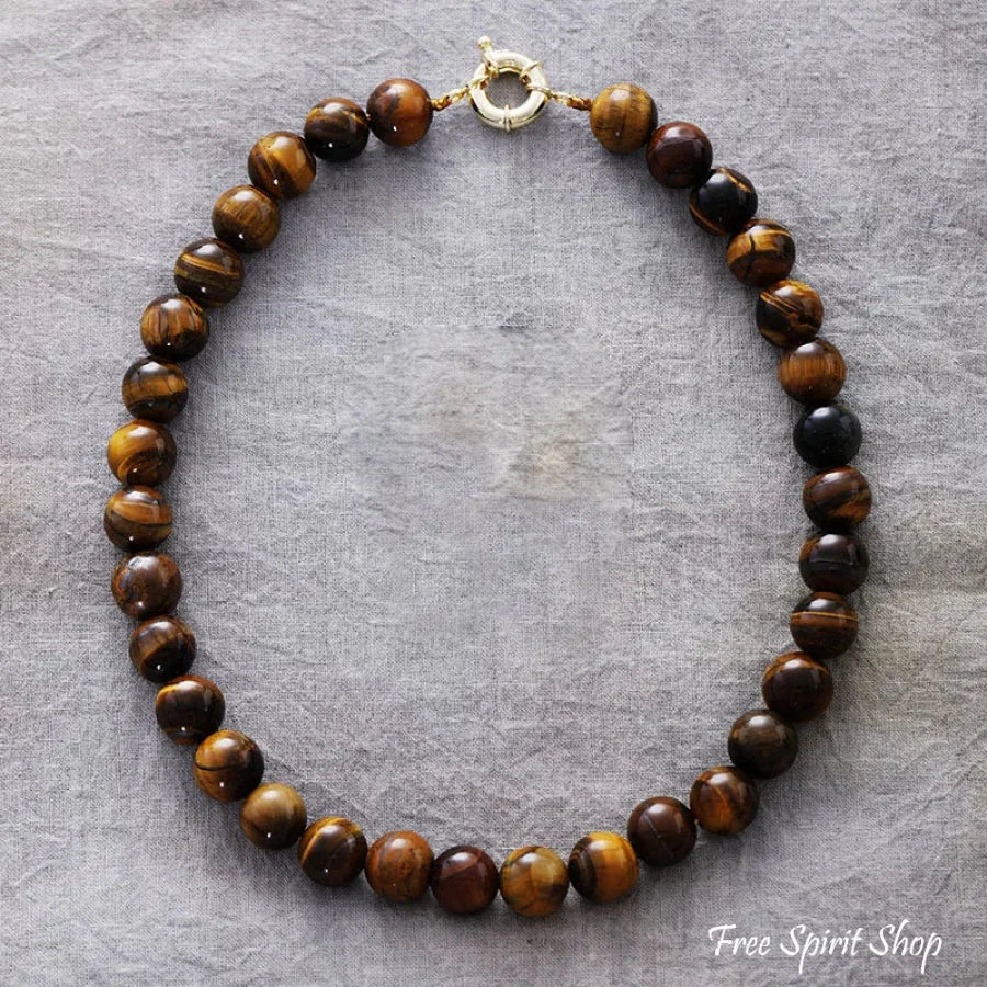 Bold Natural Tiger Eye Large Gemstone Bead Choker