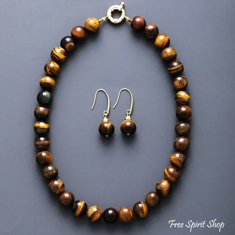 Bold Natural Tiger Eye Large Gemstone Bead Choker - Image 3