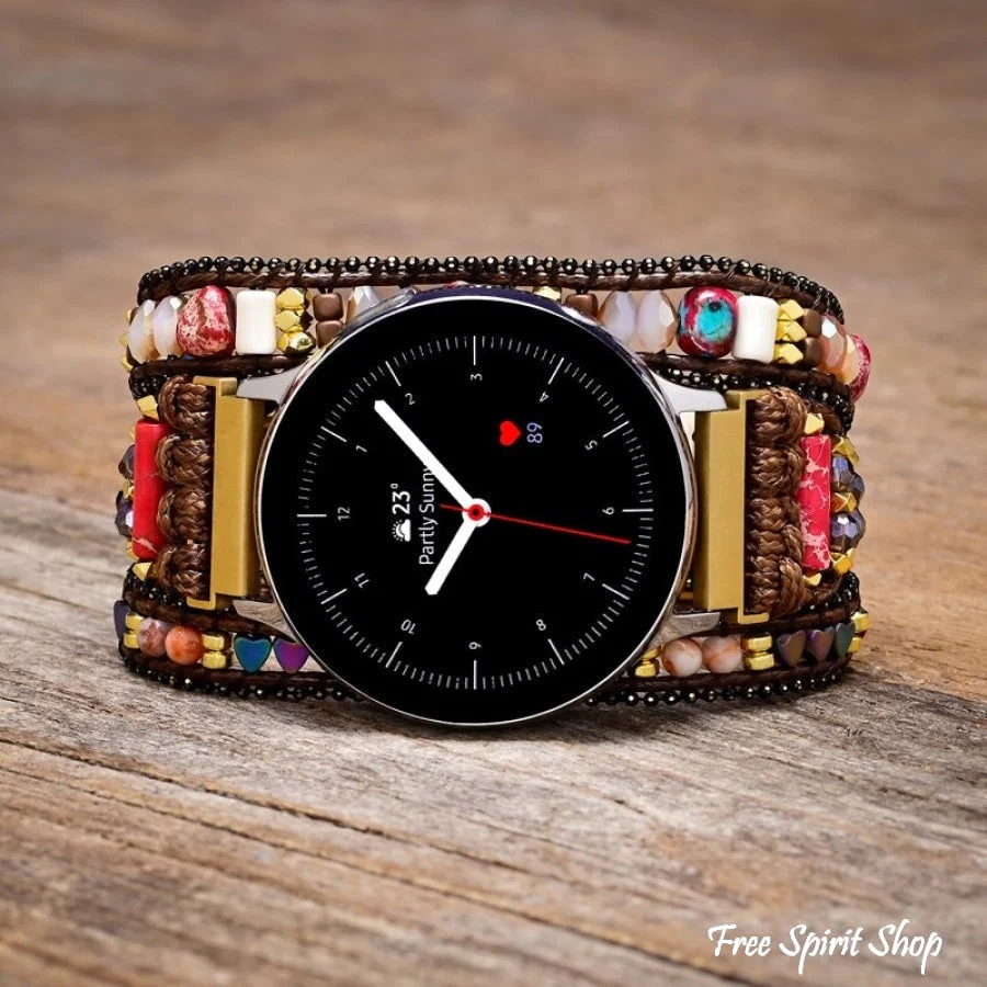 Brown Google Pixel Watch Band With Mixed Beads
