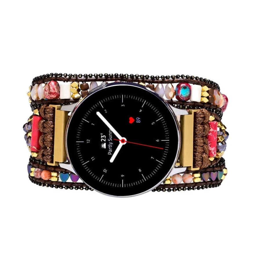 Brown Google Pixel Watch Band With Mixed Beads - Image 4