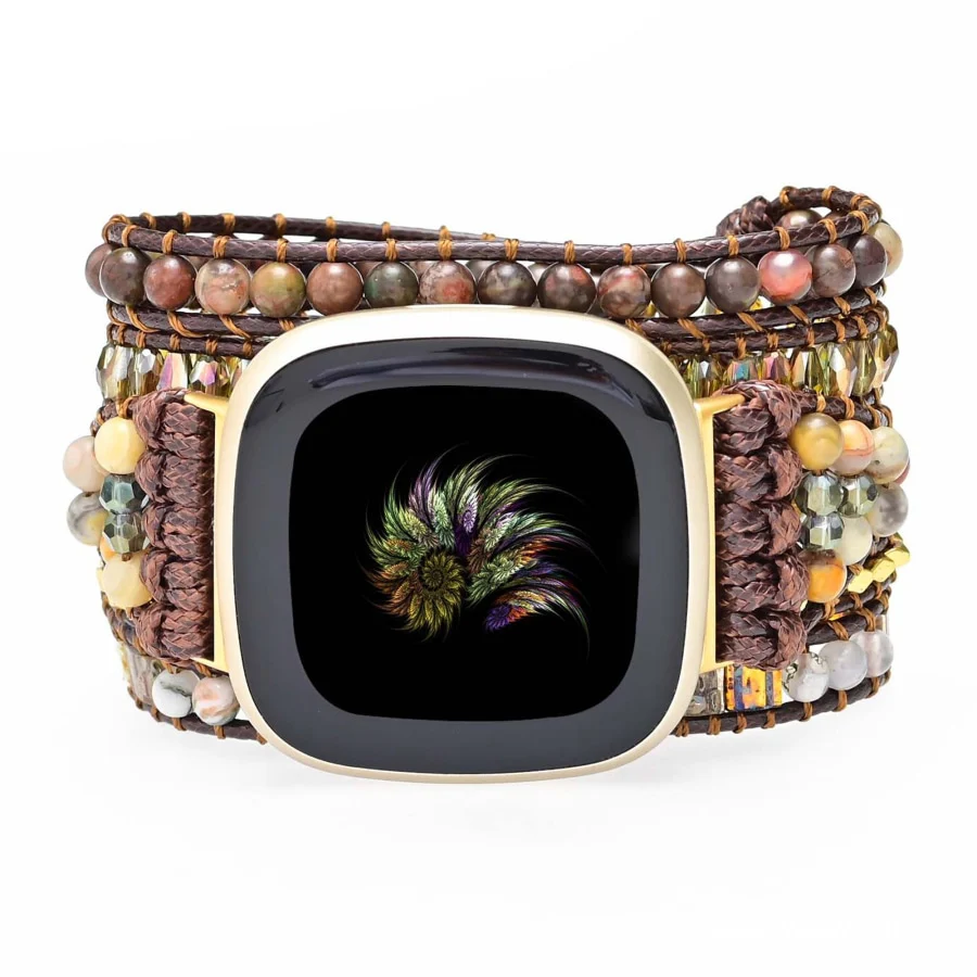 Brown Onyx Beaded Fitbit Watch Band - Image 4