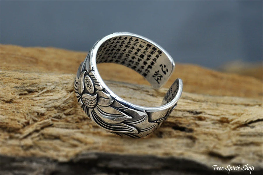 Buddhist Silver Lotus Flower Ring - Image 7
