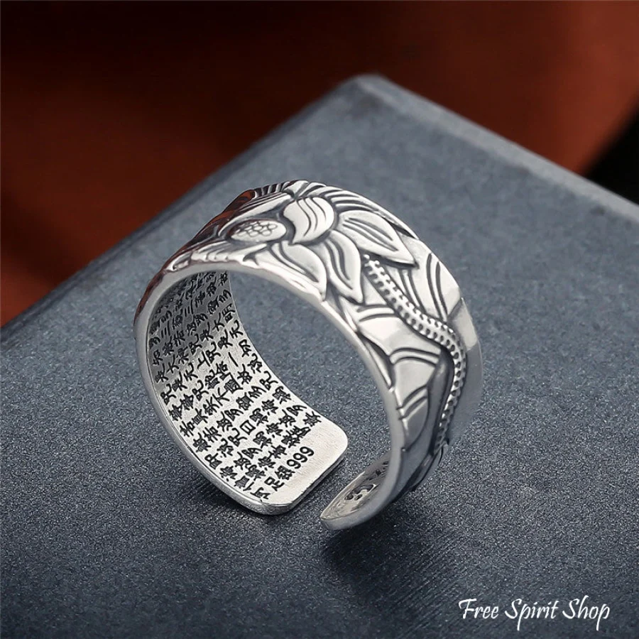 Buddhist Silver Lotus Flower Ring - Image 9