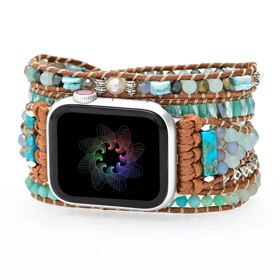 Calming Amazonite & Mixed Beads Apple Watch Band - Image 3