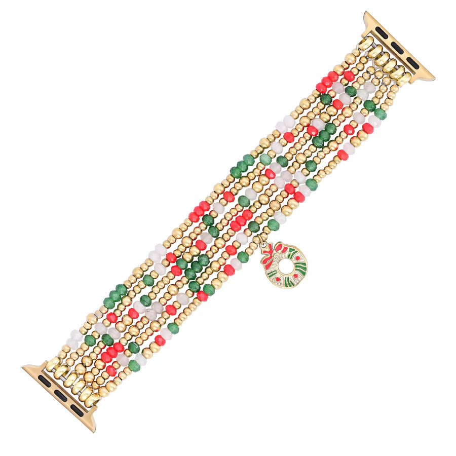 Christmas Charm Red Gold & Green Apple Watch Band - Image 4