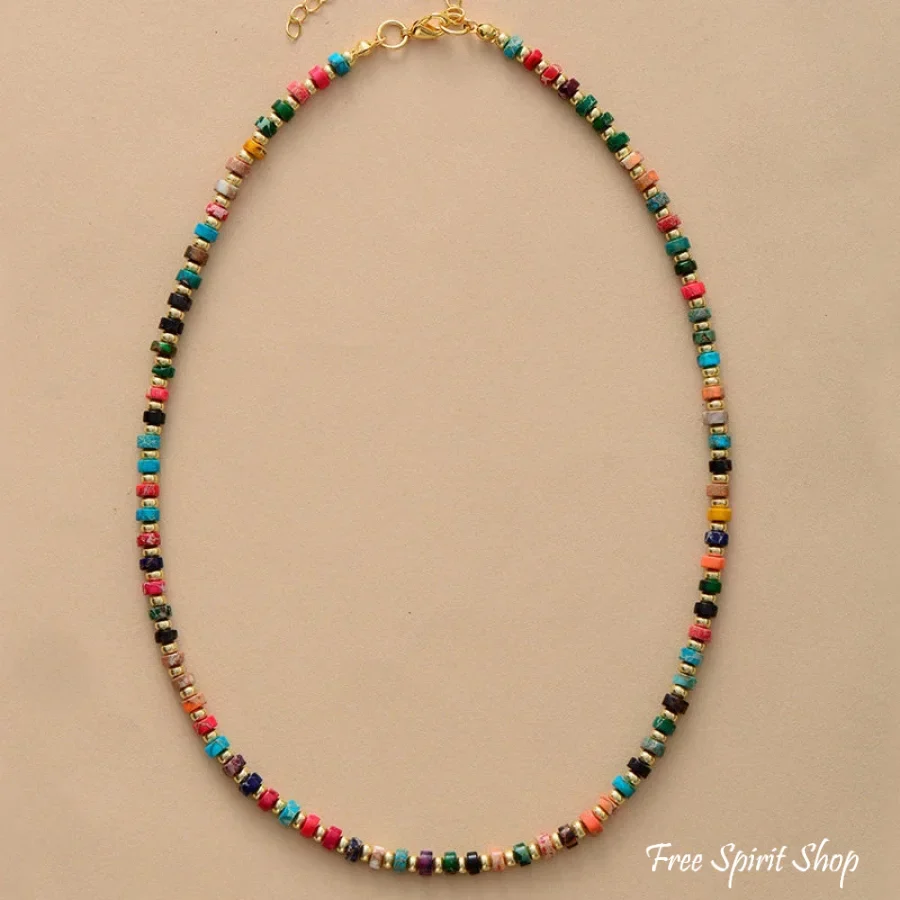 Colorful Jasper Beaded Choker Necklace - Image 3