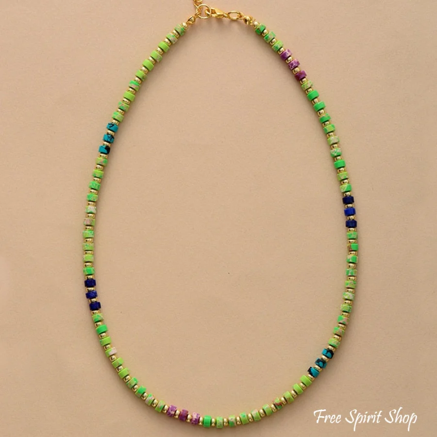 Colorful Jasper Beaded Choker Necklace - Image 7