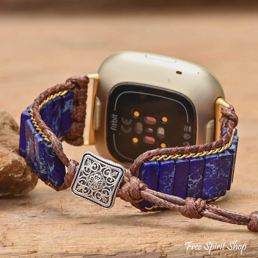 Dark Blue Jasper Fitbit Watch Band - Image 3