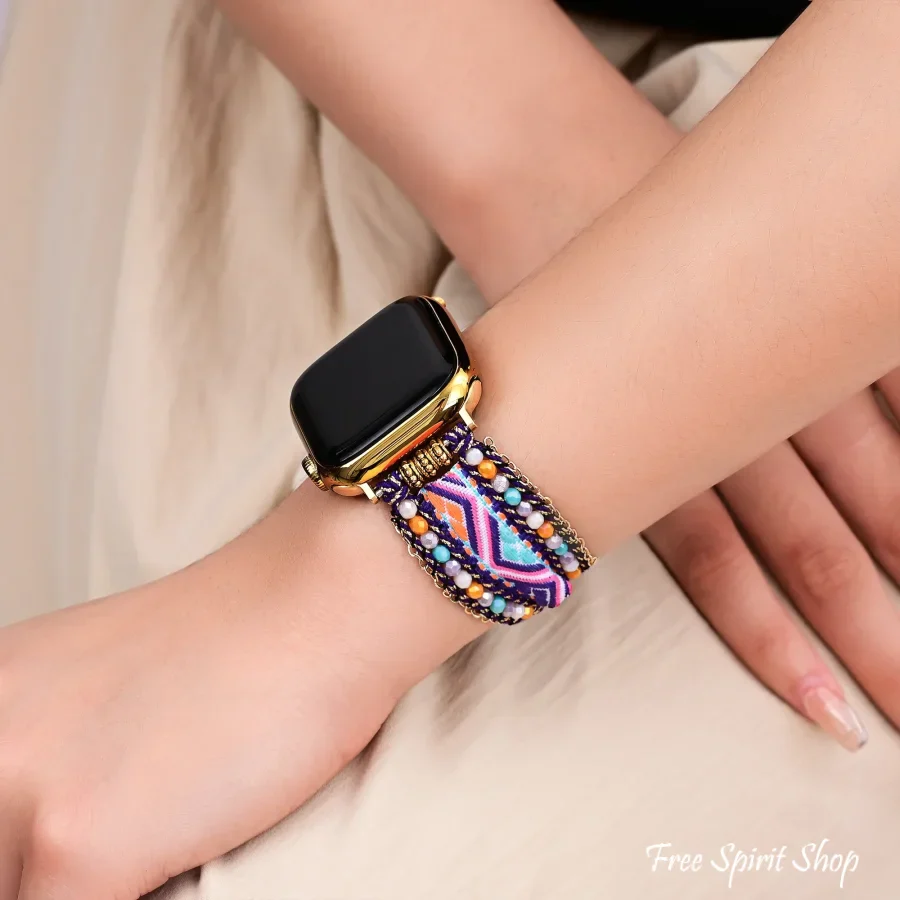 Desert Bloom Beaded Nylon Apple Watch Band - Image 2