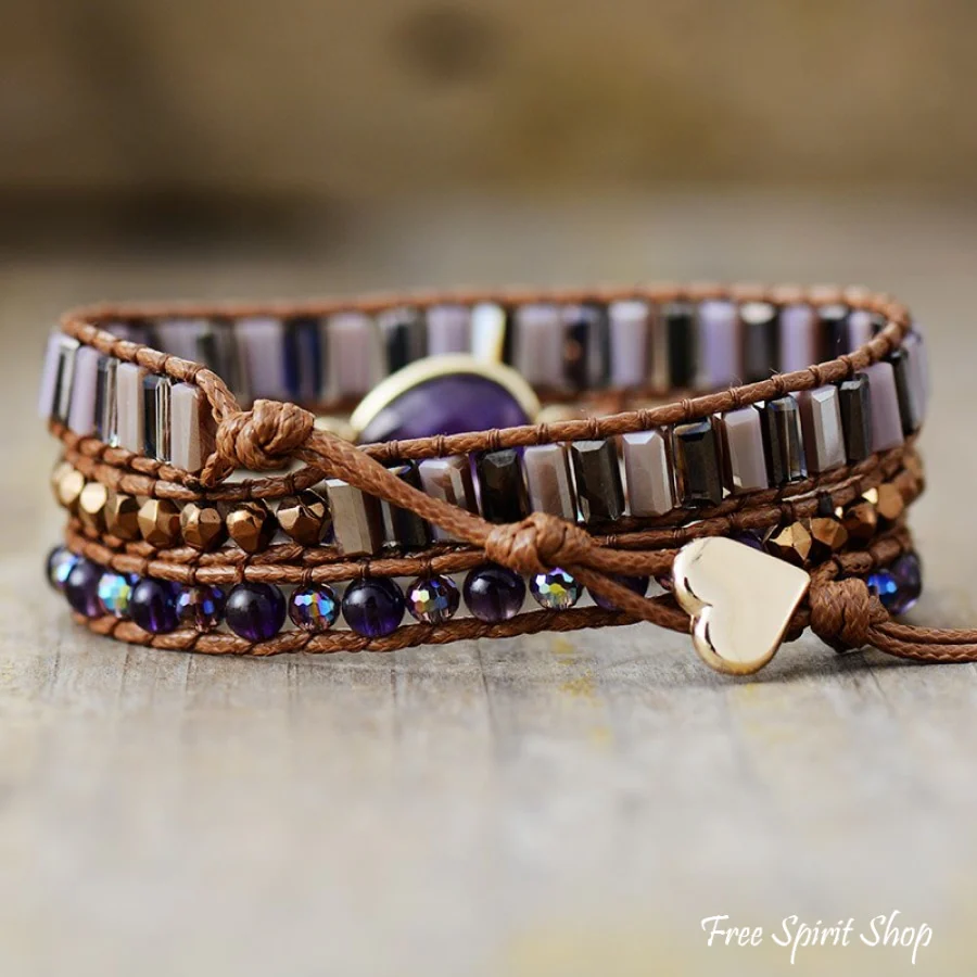 Fantasy Purple Amethyst Beaded Wrap Bracelet - Image 3