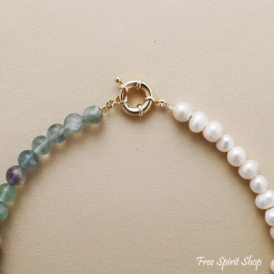 Fluorite & Freshwater Pearl Choker – Clarity & Grace - Image 3