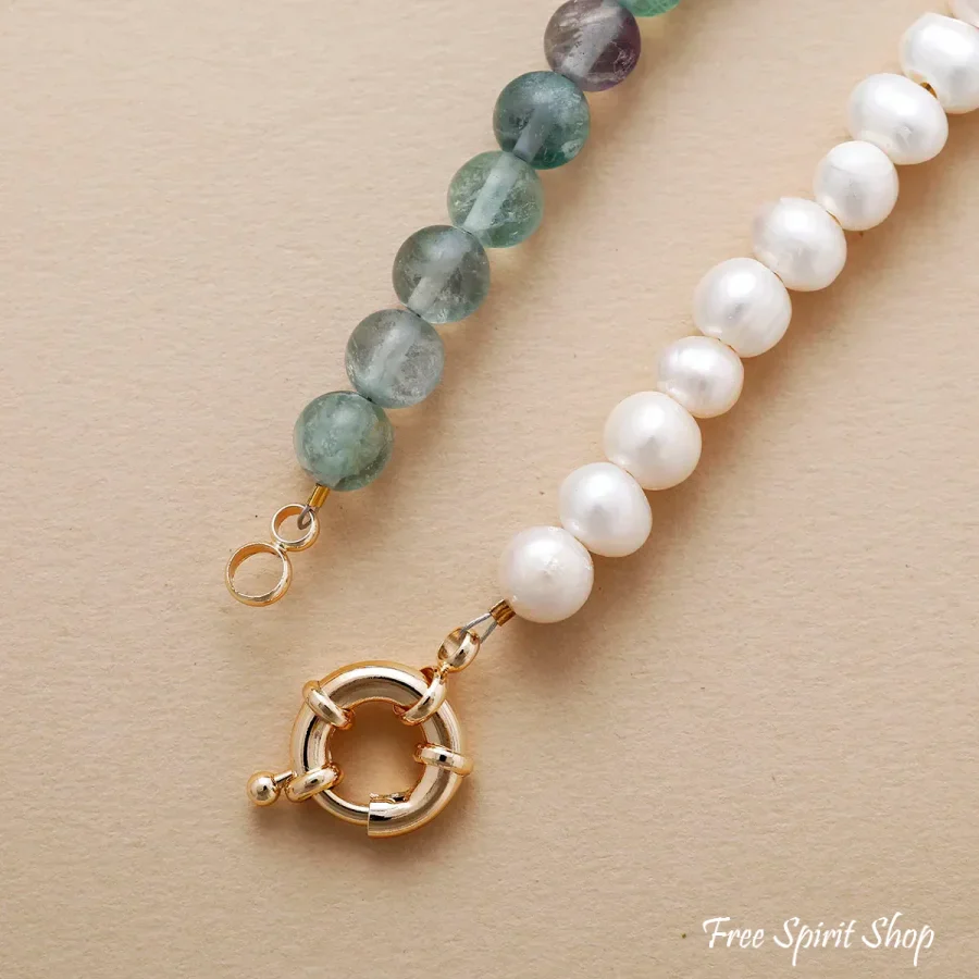Fluorite & Freshwater Pearl Choker – Clarity & Grace - Image 5