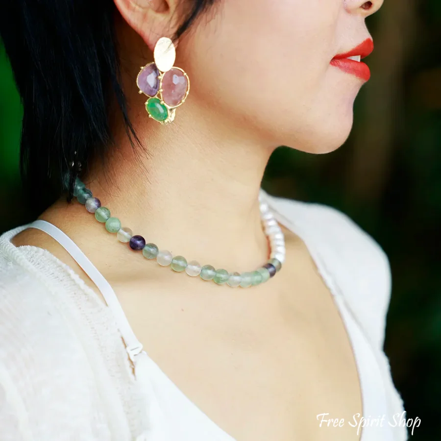Fluorite & Freshwater Pearl Choker – Clarity & Grace - Image 7