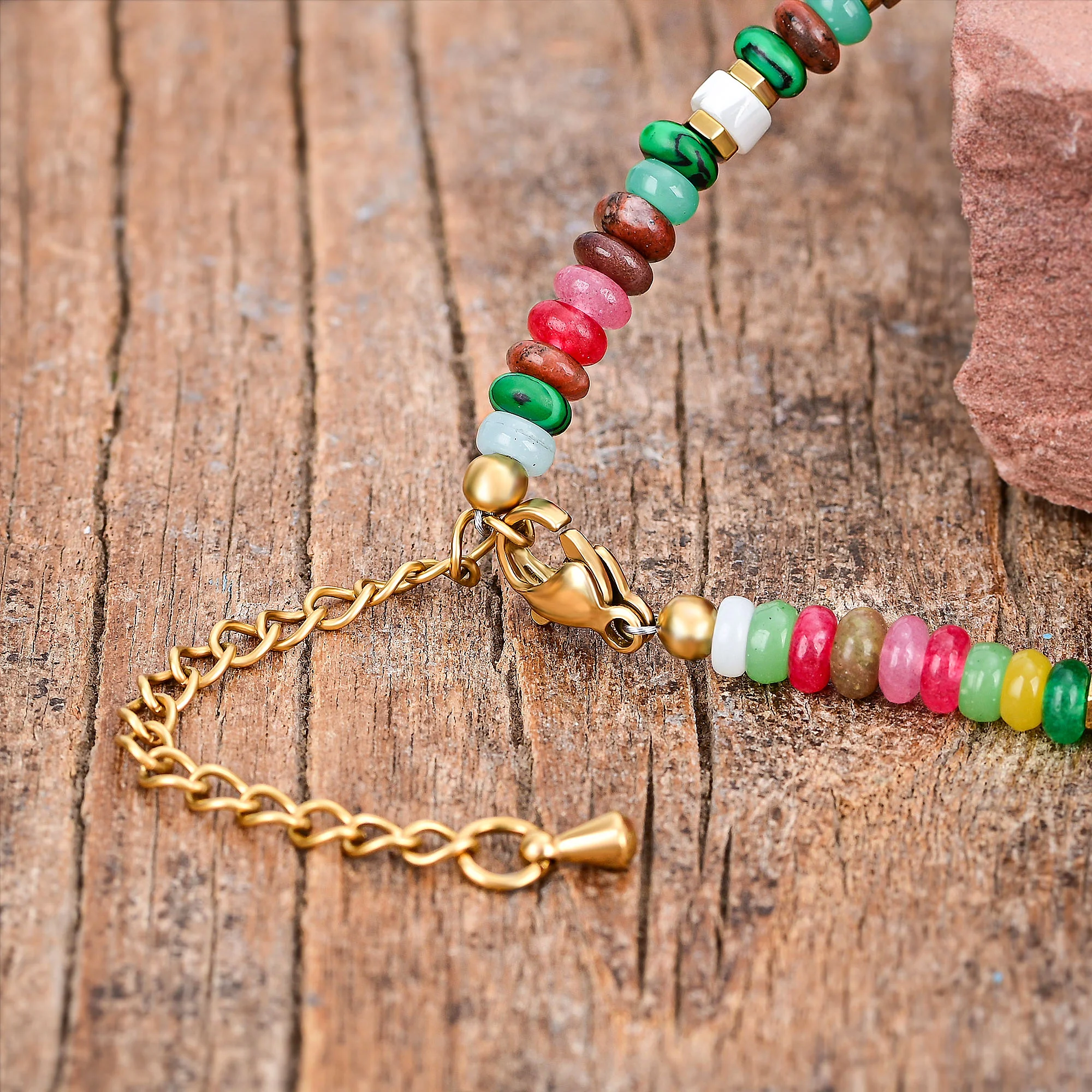 Multicolor Bead Anklet With Palm Tree Charm - Image 4