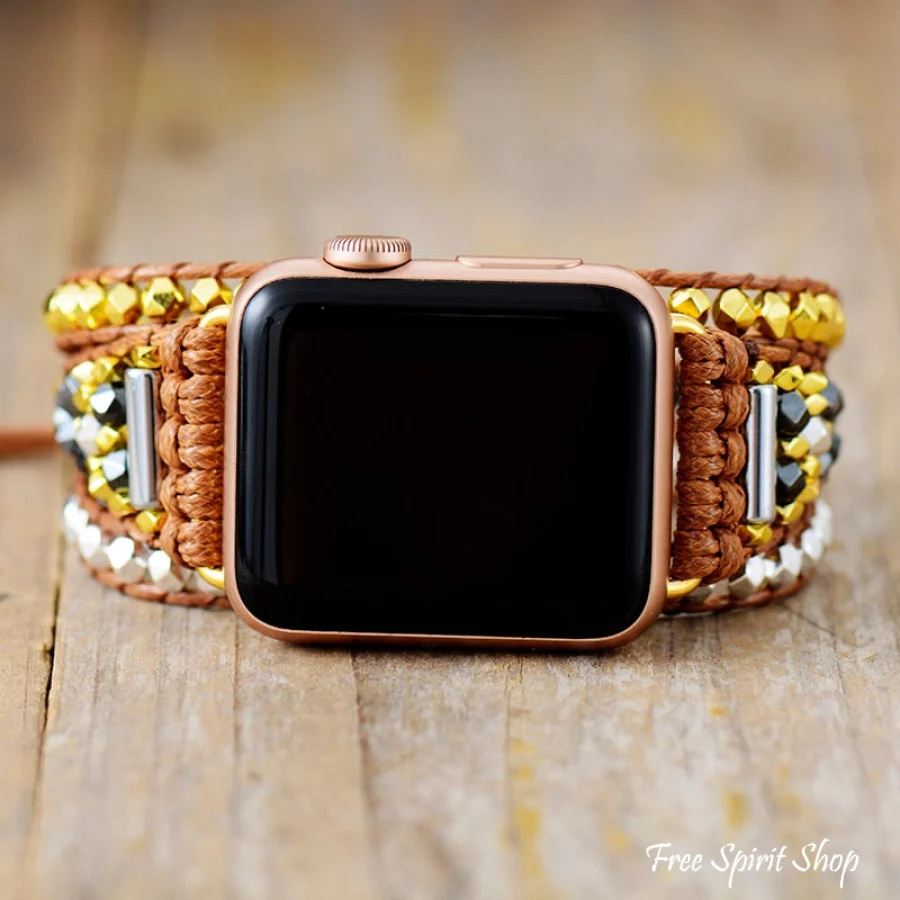 Gold & Silver Bead Apple Watch Band - Image 2