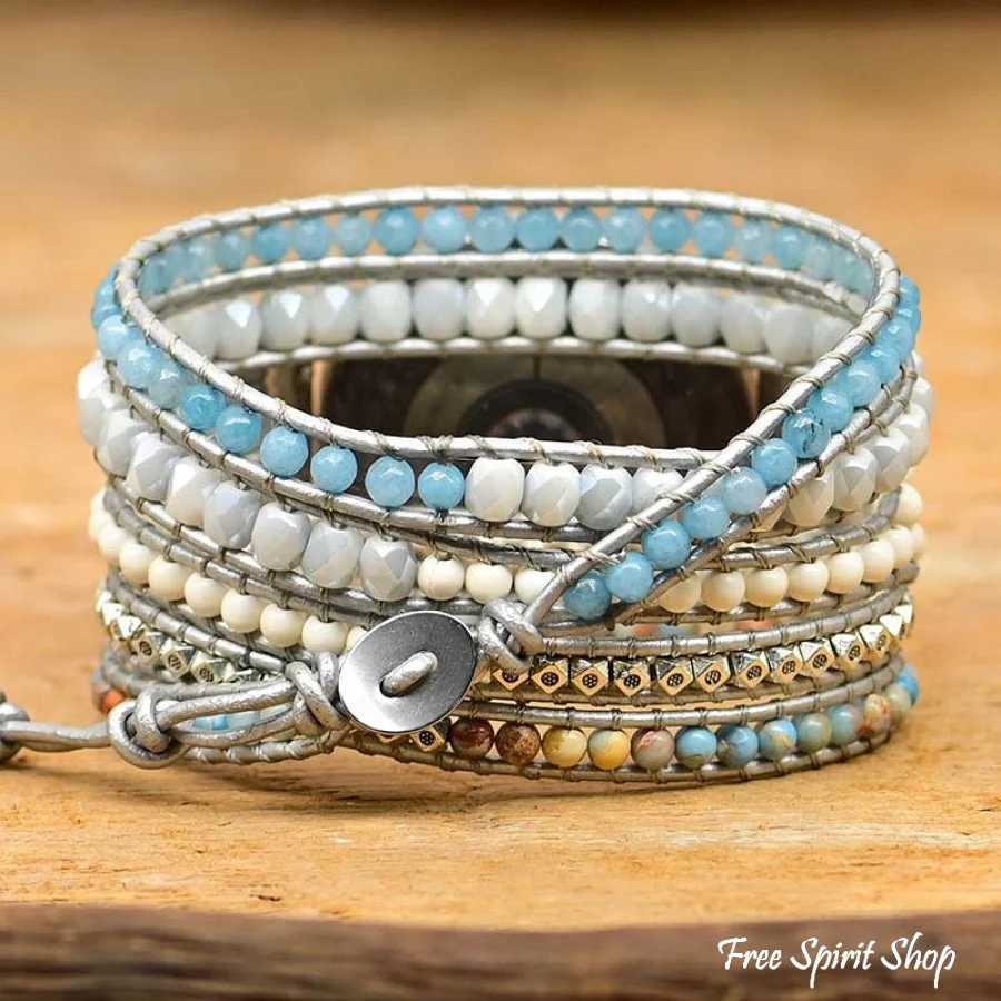 Google Pixel Watch Band With Amazonite & King Jasper Beads - Image 4