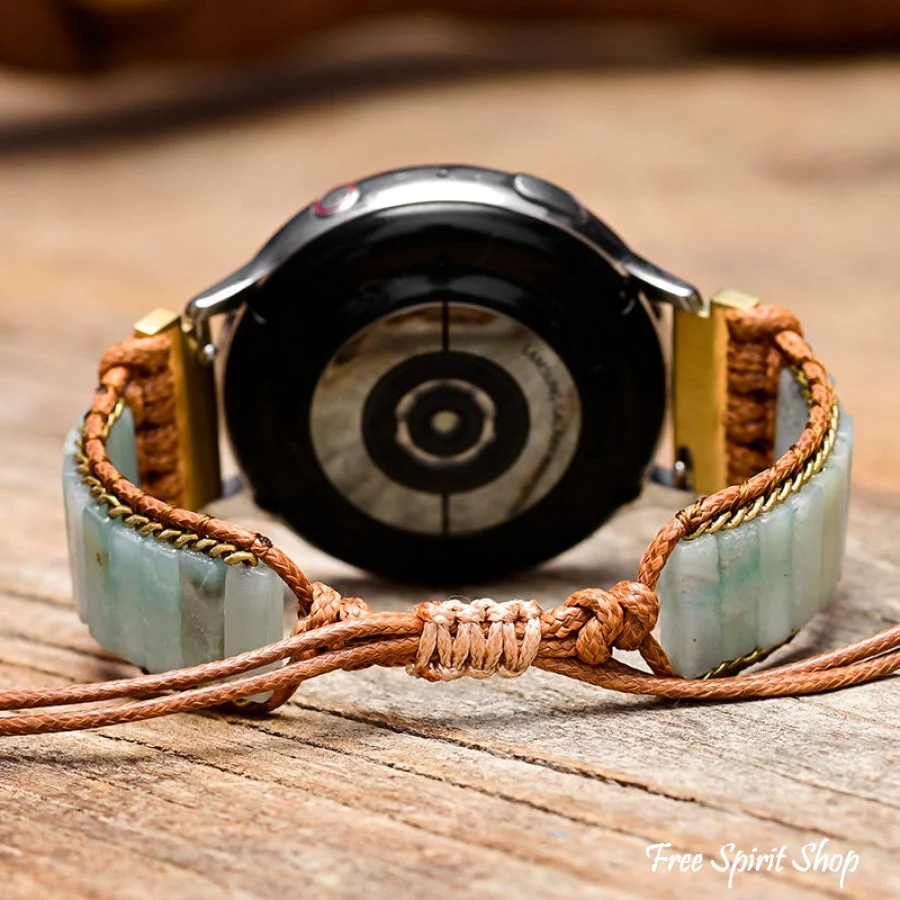 Google Pixel Watch Band With Amazonite Tube Beads - Image 3