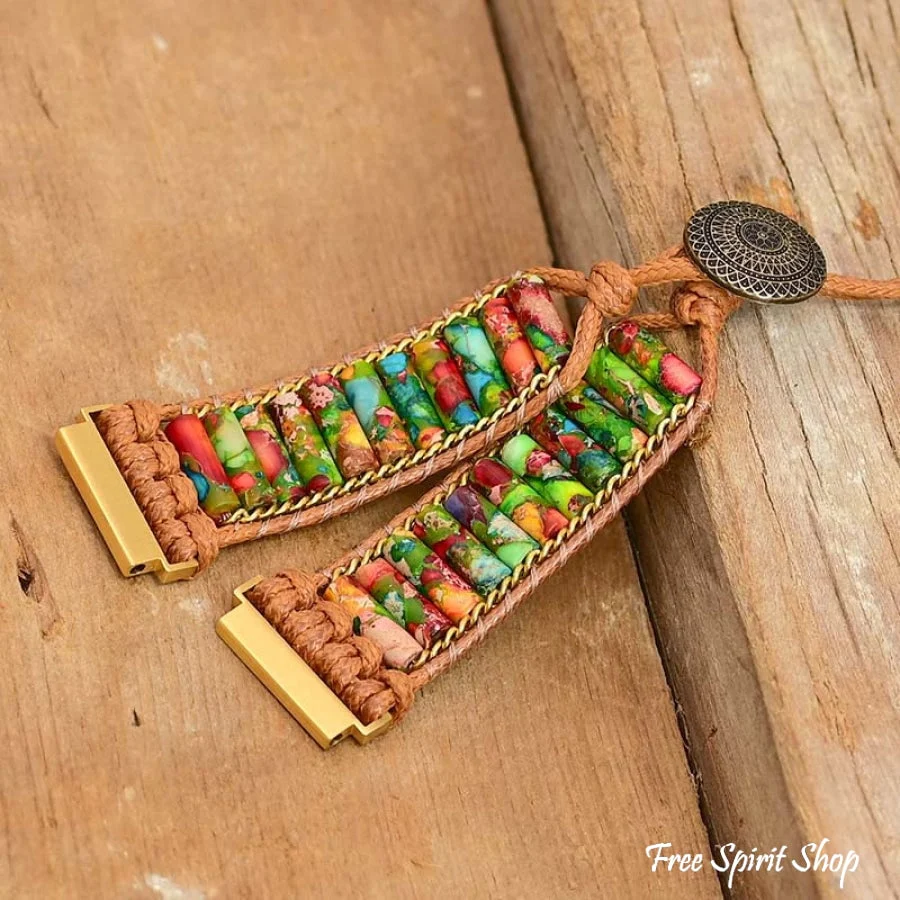 Google Pixel Watch Band With Imperial Jasper Tube Beads - Image 2