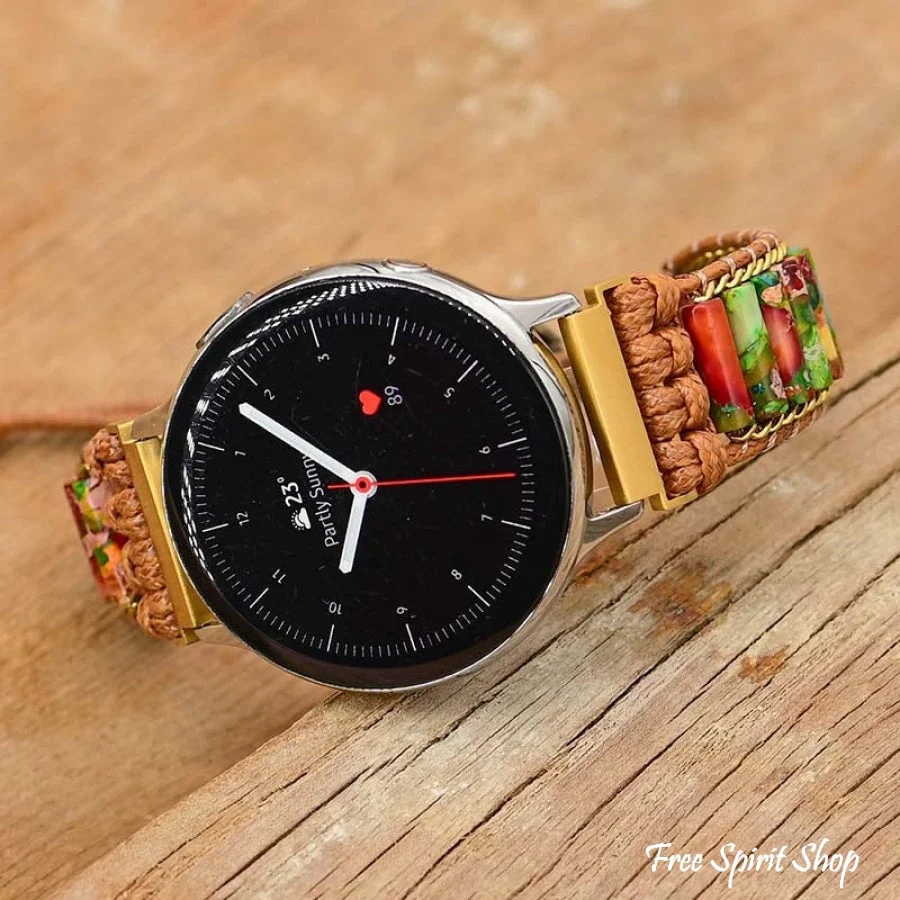 Google Pixel Watch Band With Imperial Jasper Tube Beads - Image 3