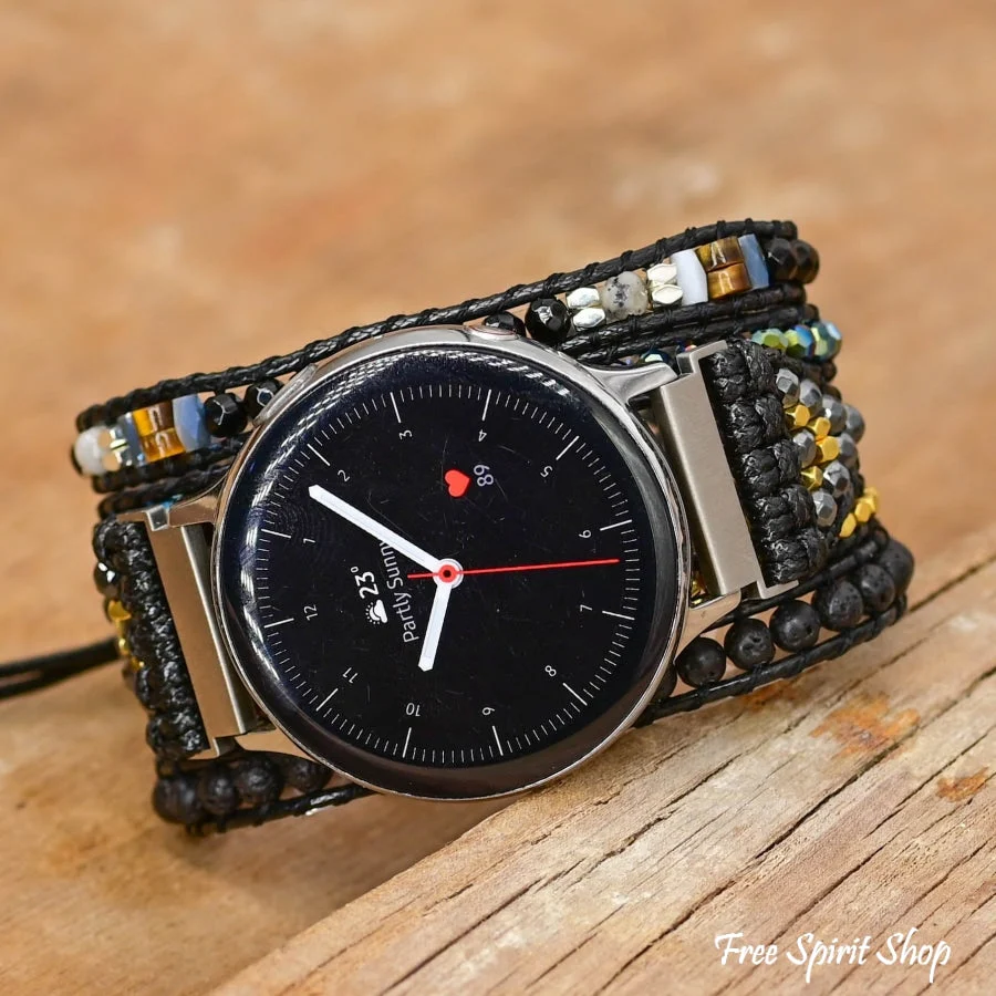 Google Pixel Watch Band With Natural Black Lava Beads - Image 2