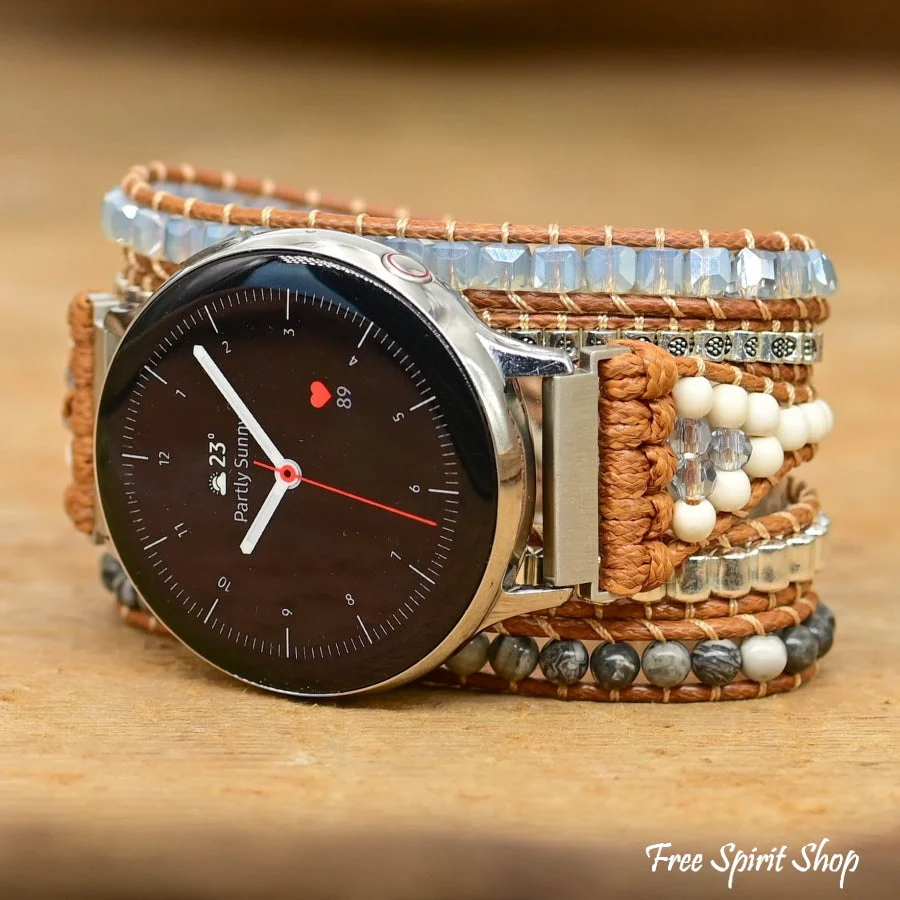 Google Pixel Watch Band With Natural Celestine Beads - Image 4
