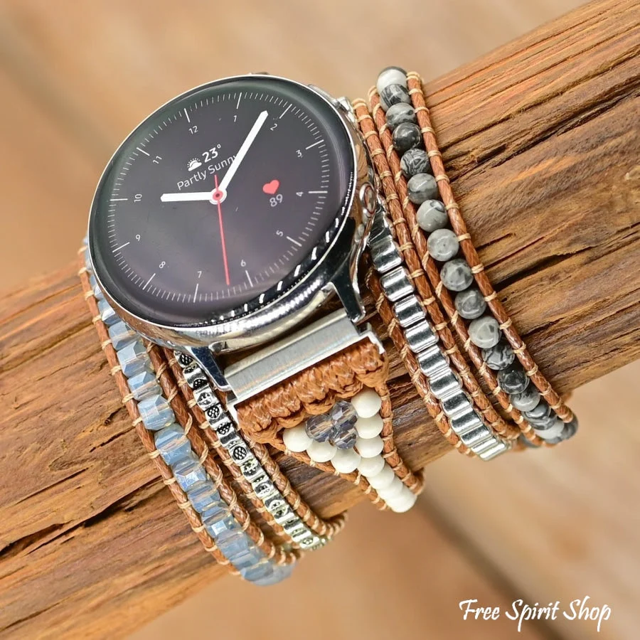 Google Pixel Watch Band With Natural Celestine Beads - Image 7