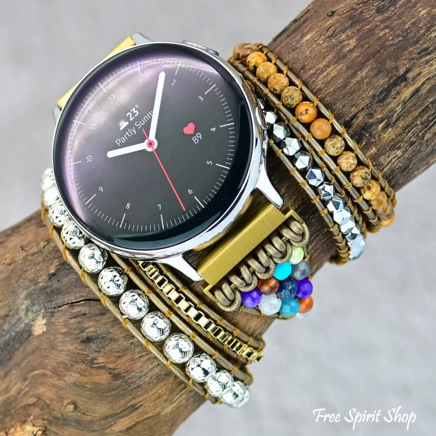 Google Pixel Watch Band With Natural Earthy Jasper Beads - Image 6