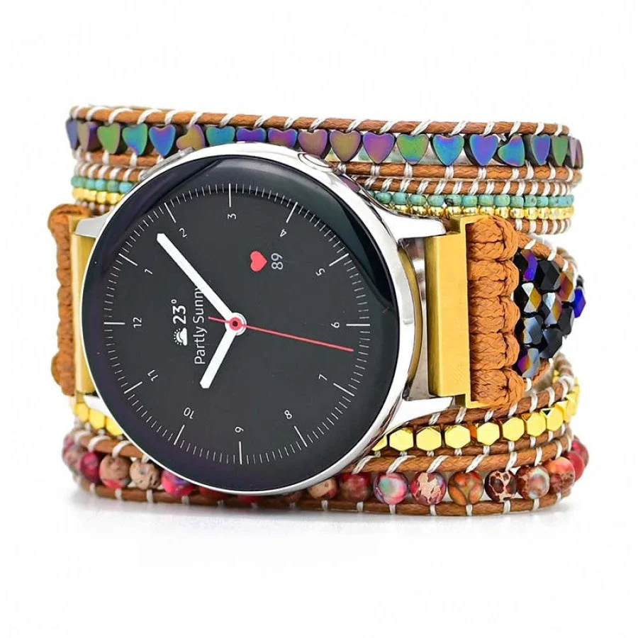 Google Pixel Watch Band With Natural Hematite Heart & Jasper Beads