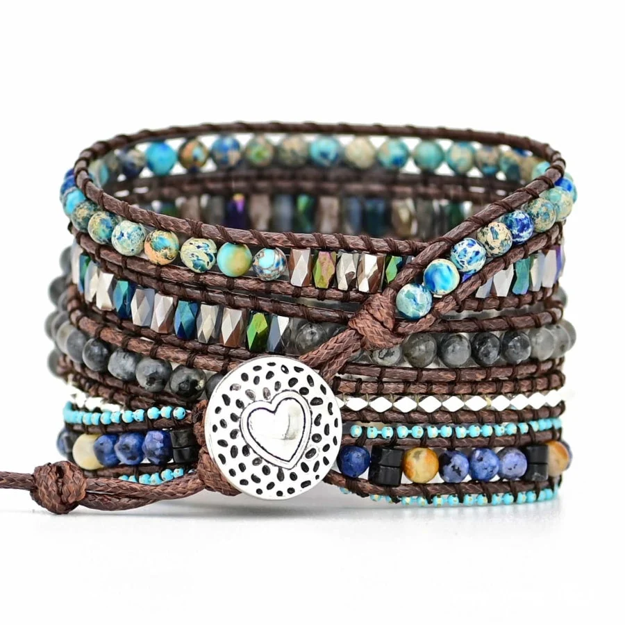 Google Pixel Watch Band With Natural Labradorite & Blue Jasper Beads - Image 4