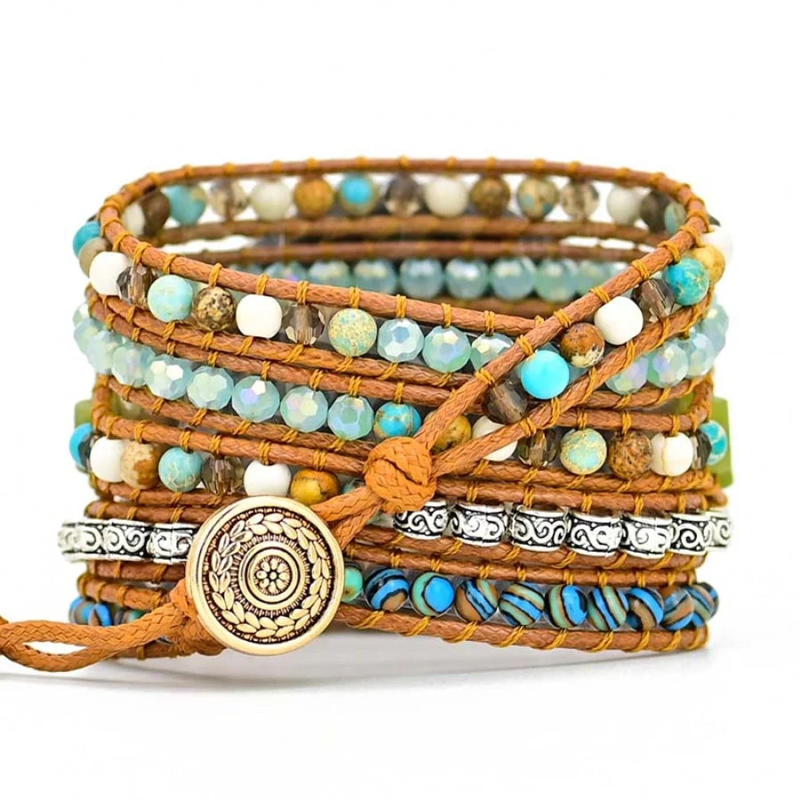 Google Pixel Watch Band With Natural Ocean Jasper Beads - Image 3