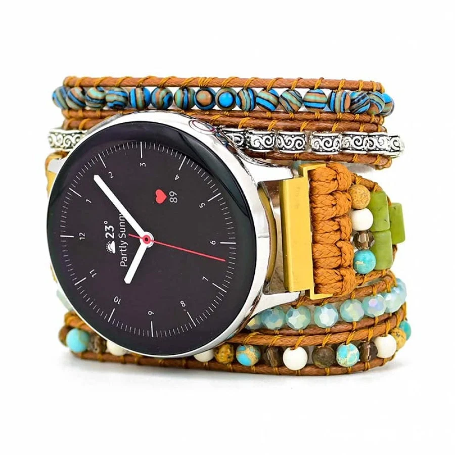 Google Pixel Watch Band With Natural Ocean Jasper Beads - Image 4