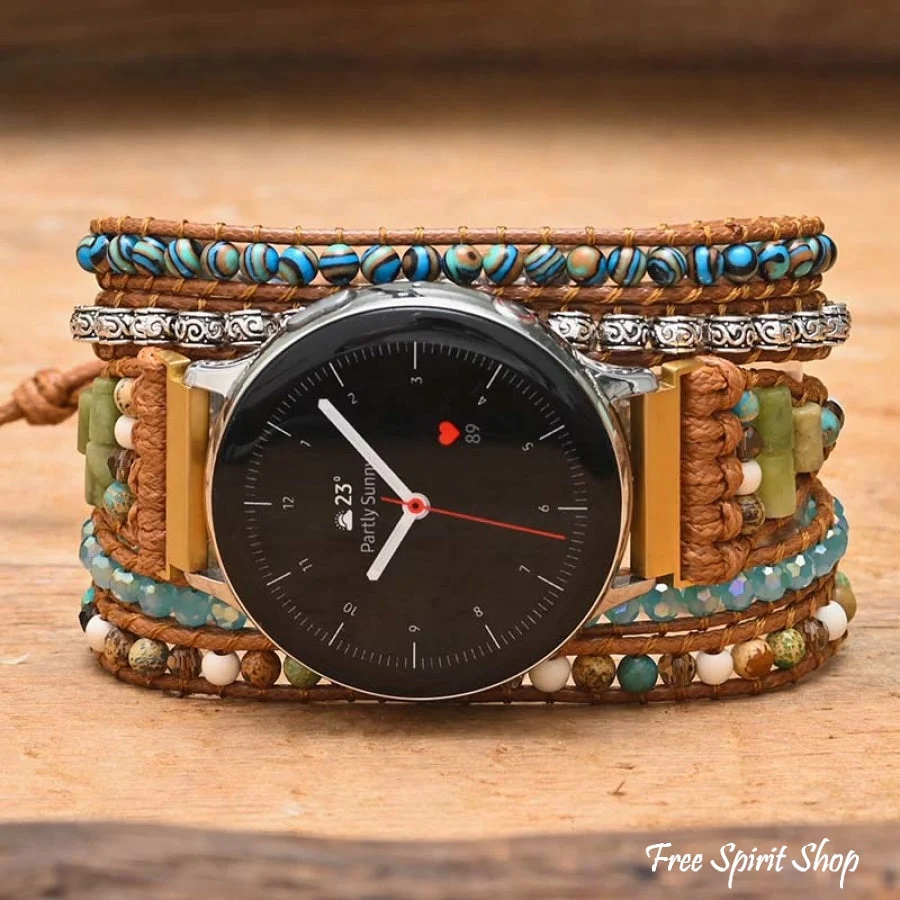 Google Pixel Watch Band With Natural Ocean Jasper Beads - Image 5