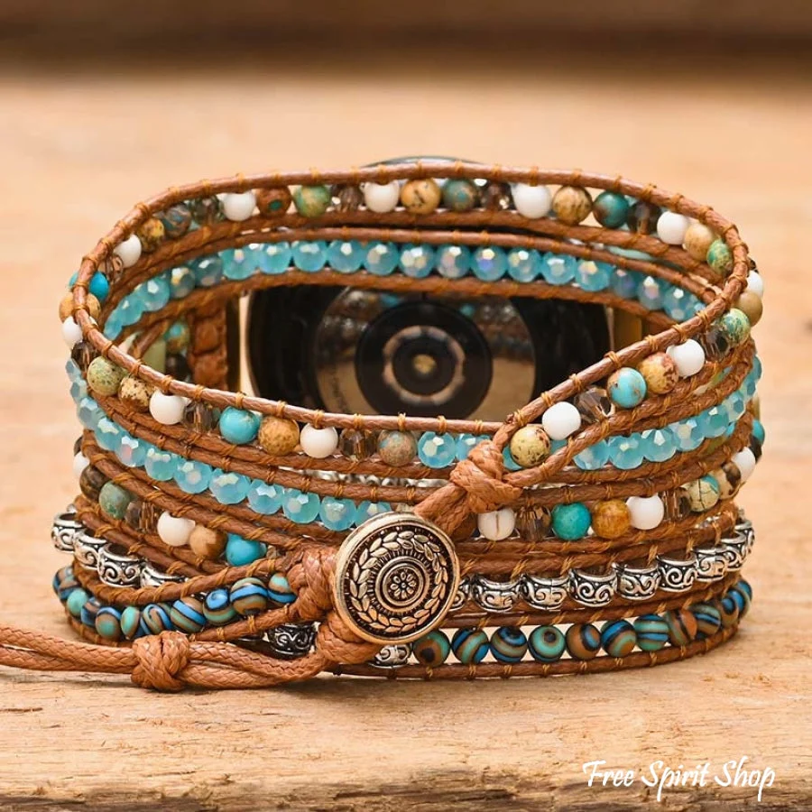 Google Pixel Watch Band With Natural Ocean Jasper Beads - Image 6
