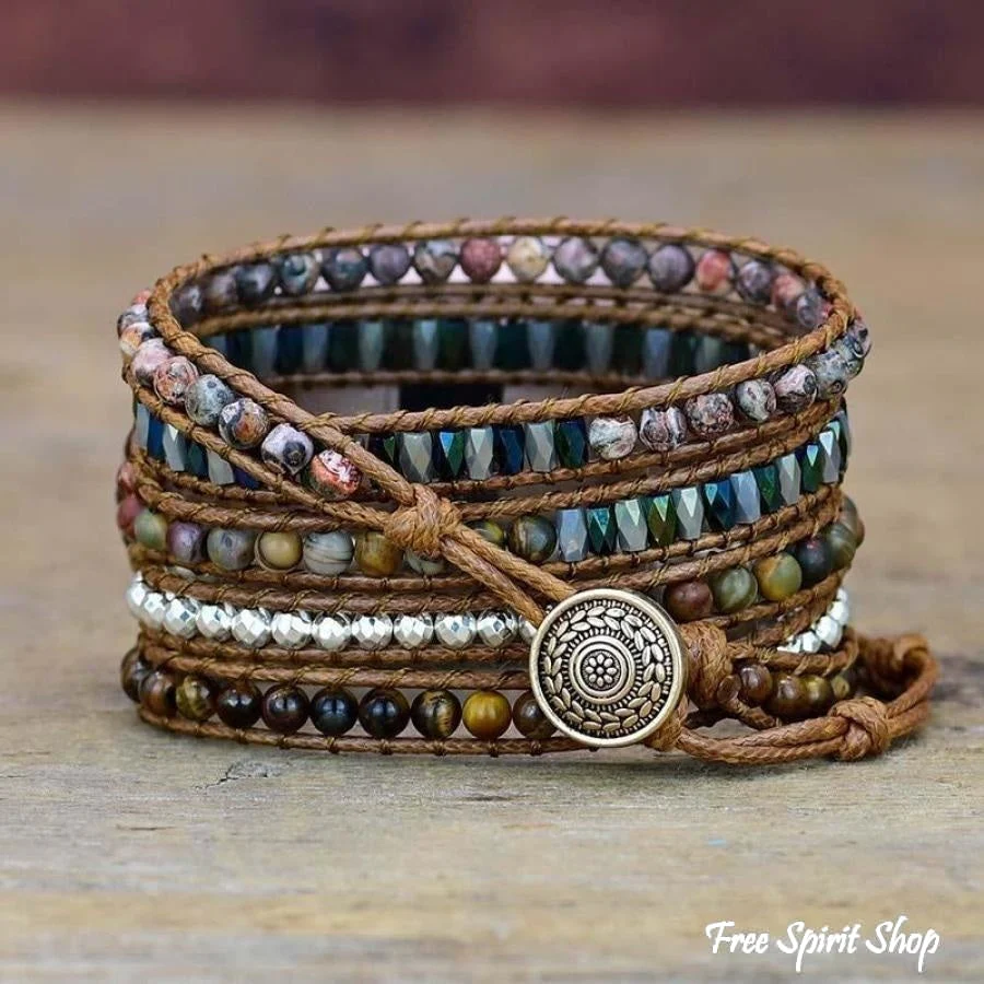Google Pixel Watch Band With Natural Red Jasper & Tiger Eye Beads - Image 3