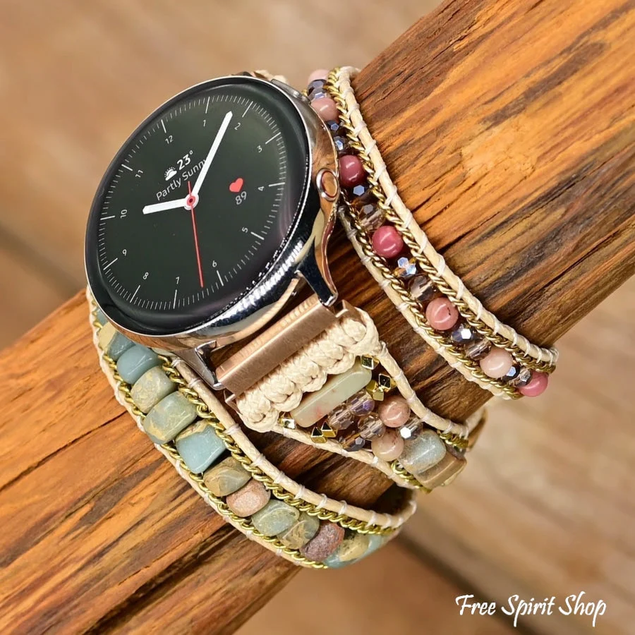 Google Pixel Watch Band With Natural Rhodonite & King Jasper Beads - Image 3