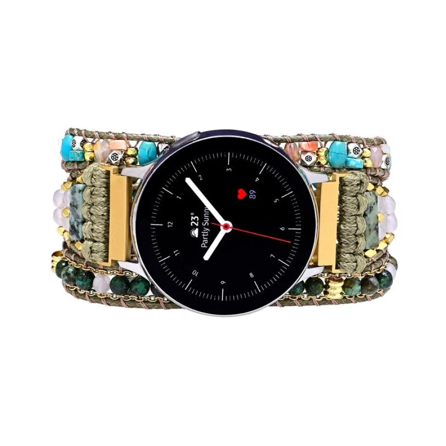 Google Pixel Watch Strap With Natural African Turquoise & Green Beads - Image 5
